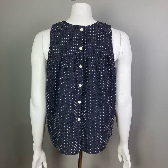 The Great top XS size 0 Polka Dot Crew Neck sleeveless cotton pintuck Shell - Picture 3 of 12
